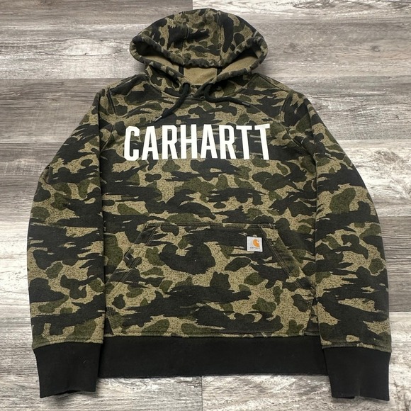 Carhartt Women's M Relaxed Fit Midweight Duck Camo Hooded Graphic Sweatshirt - Picture 1 of 9